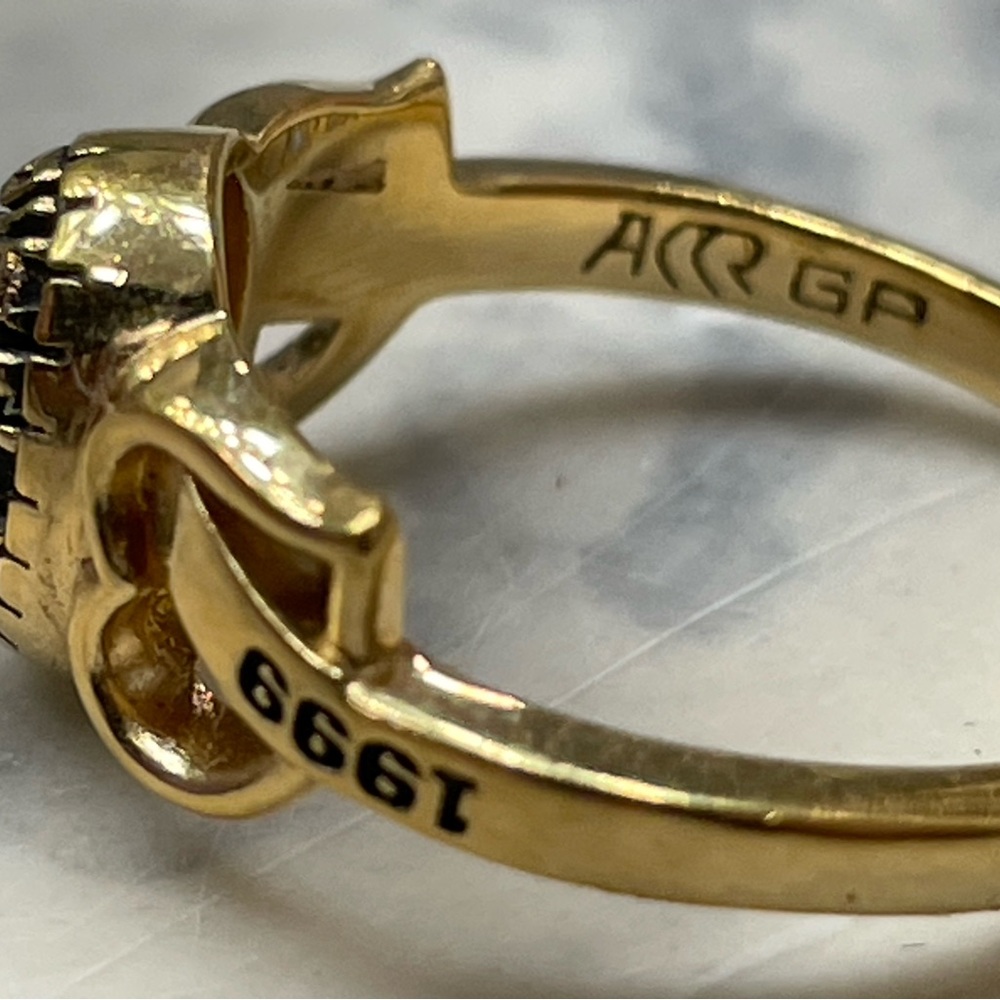 VTG 1999 LaSalle High School Class Ring Shamrock Gold plated purple Stone Sz 6 - Picture 7 of 12